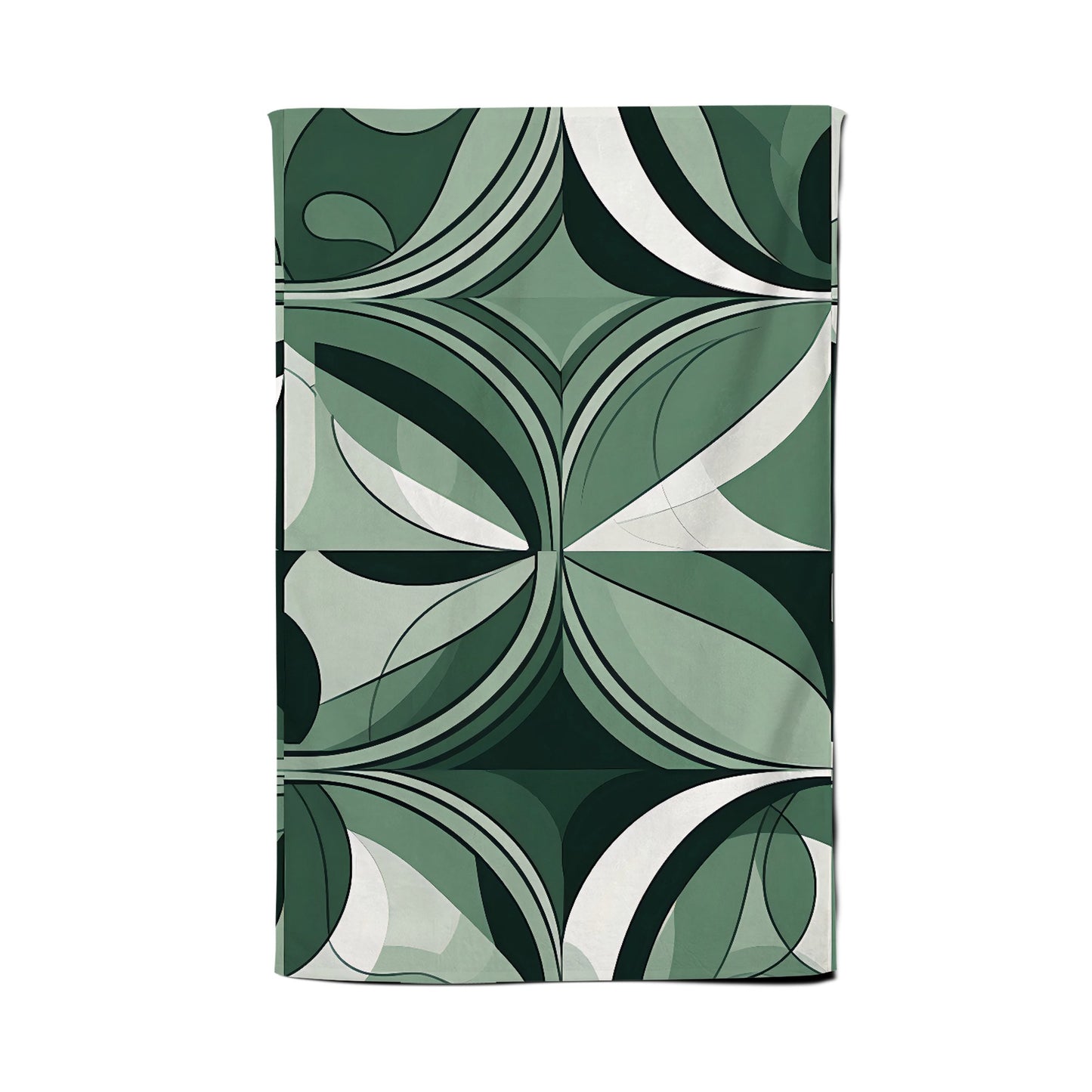 Geometric Green Black Tea Towel