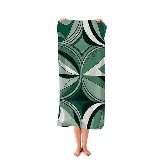 Geometric Green Black Beach Towel