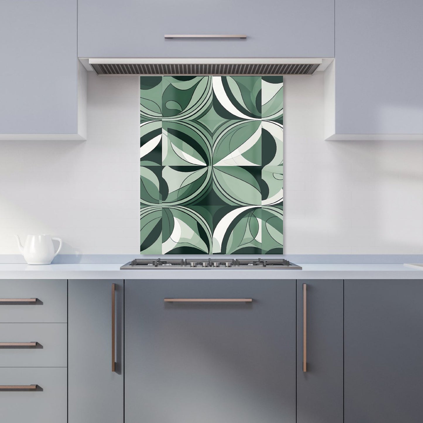 Geometric Green Black Kitchen Splashback