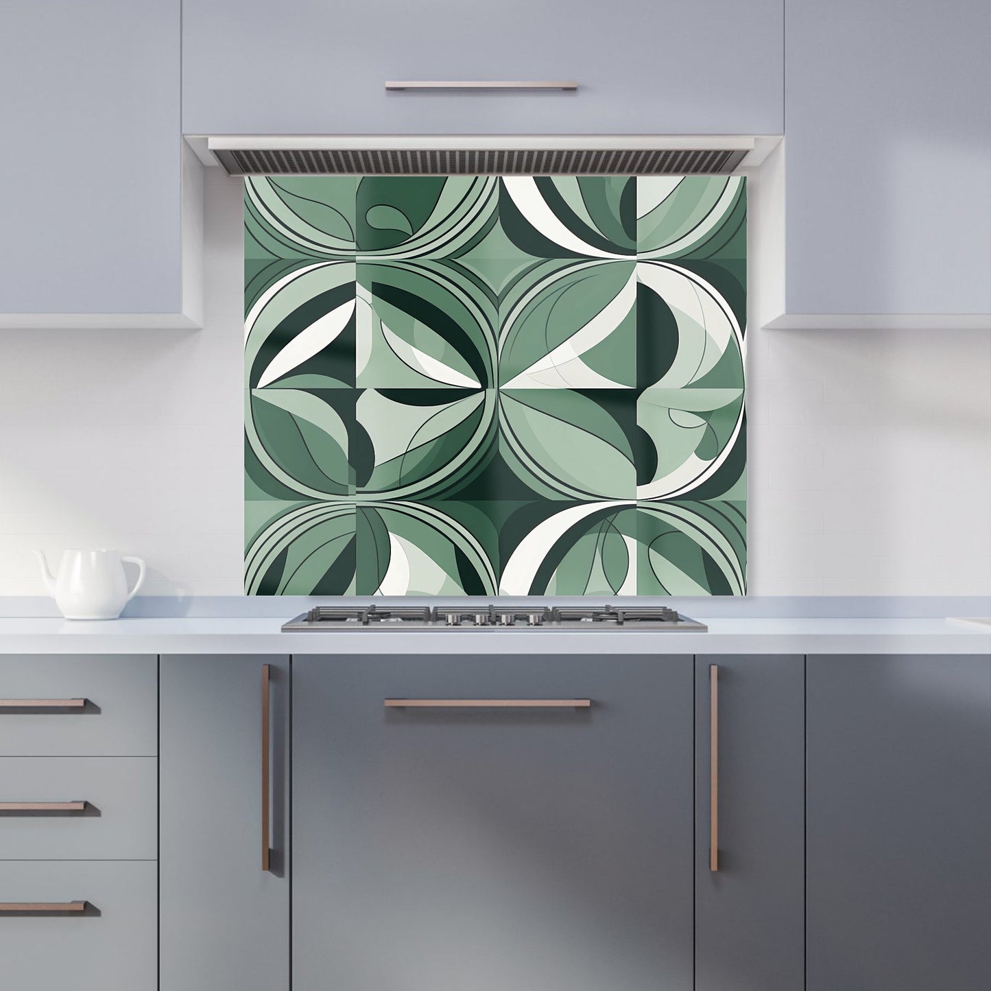 Geometric Green Black Kitchen Splashback