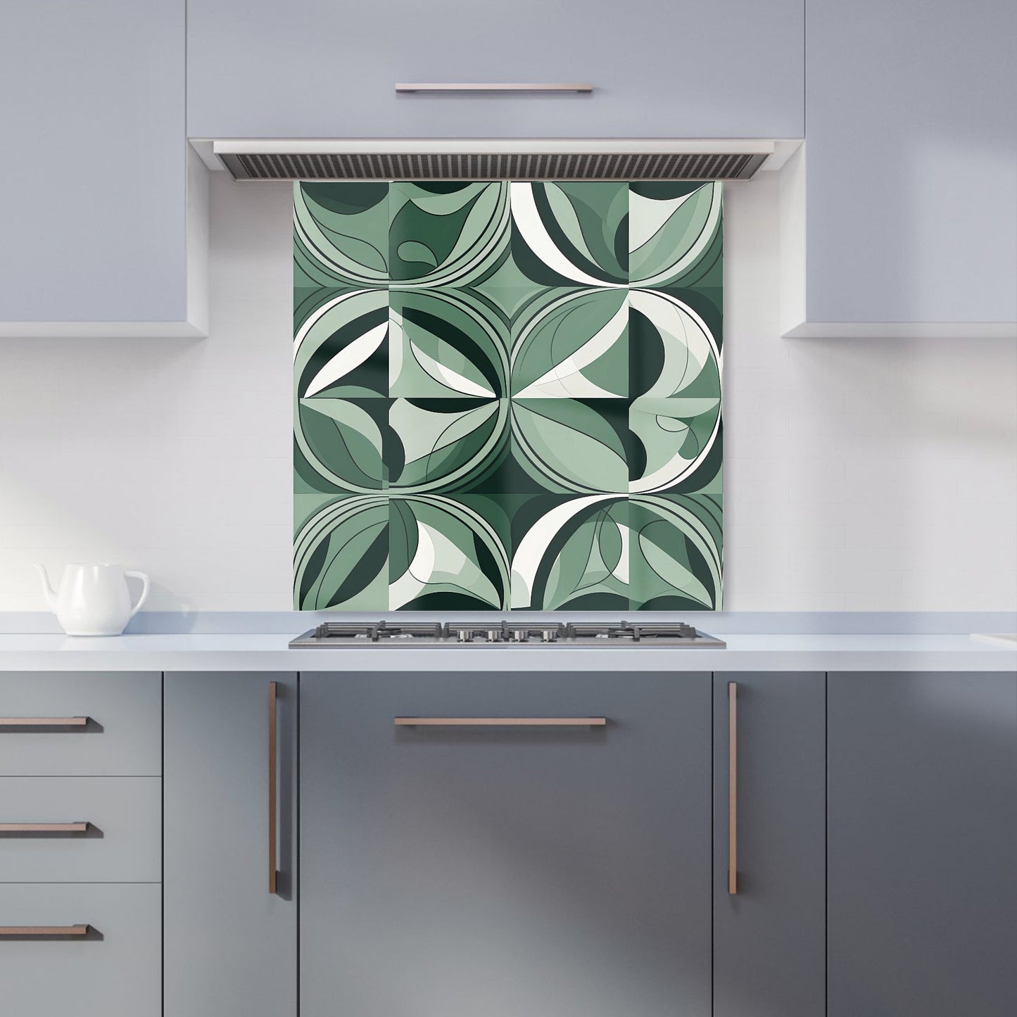 Geometric Green Black Kitchen Splashback