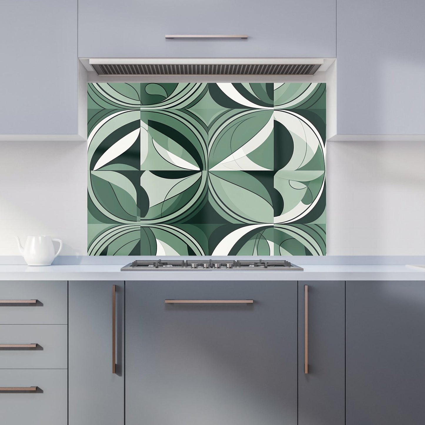 Geometric Green Black Kitchen Splashback