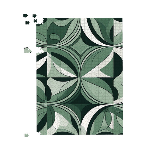 Geometric Green Black Jigsaw Puzzle