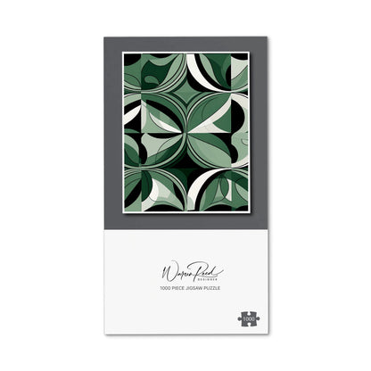 Geometric Green Black Jigsaw Puzzle
