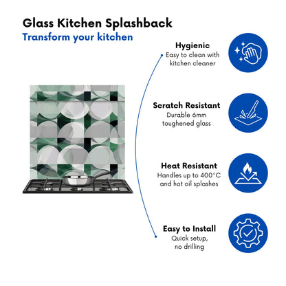 Geometric Grey Green Kitchen Splashback