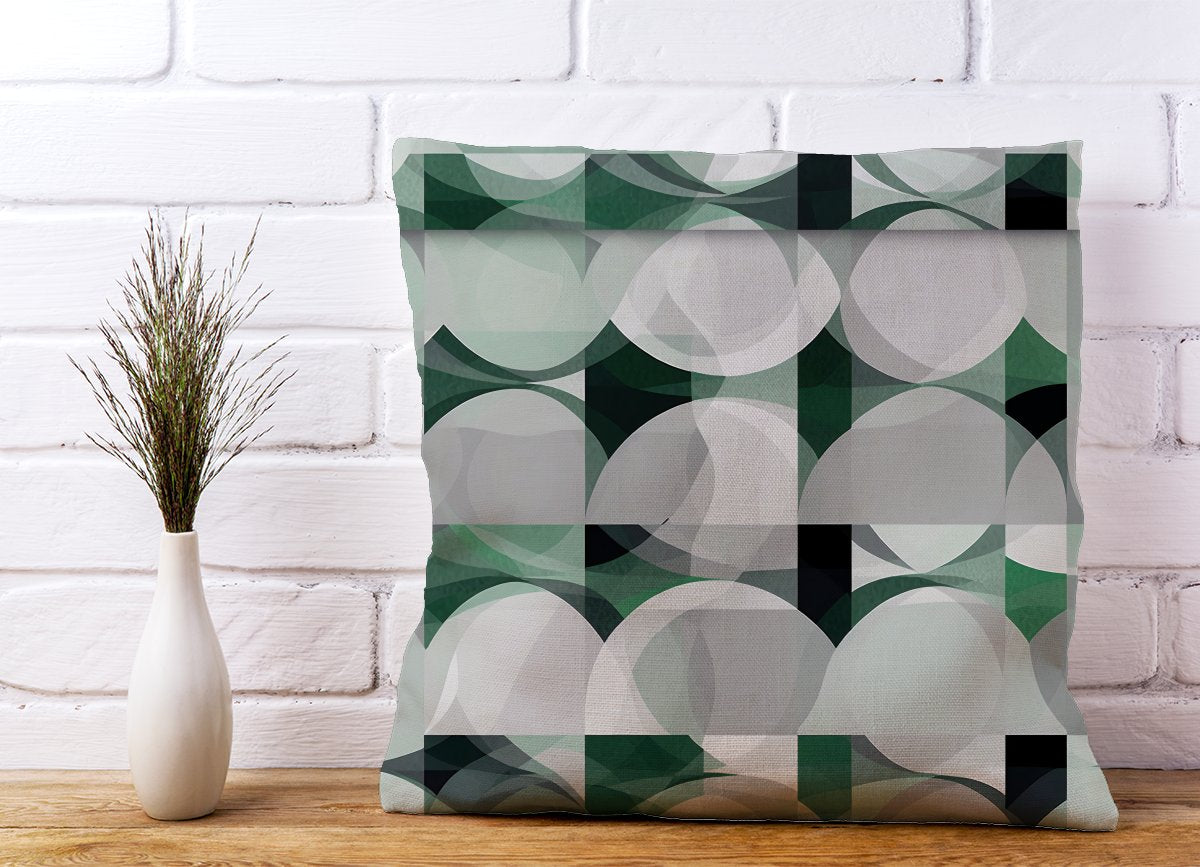 Geometric Grey Green Cushions