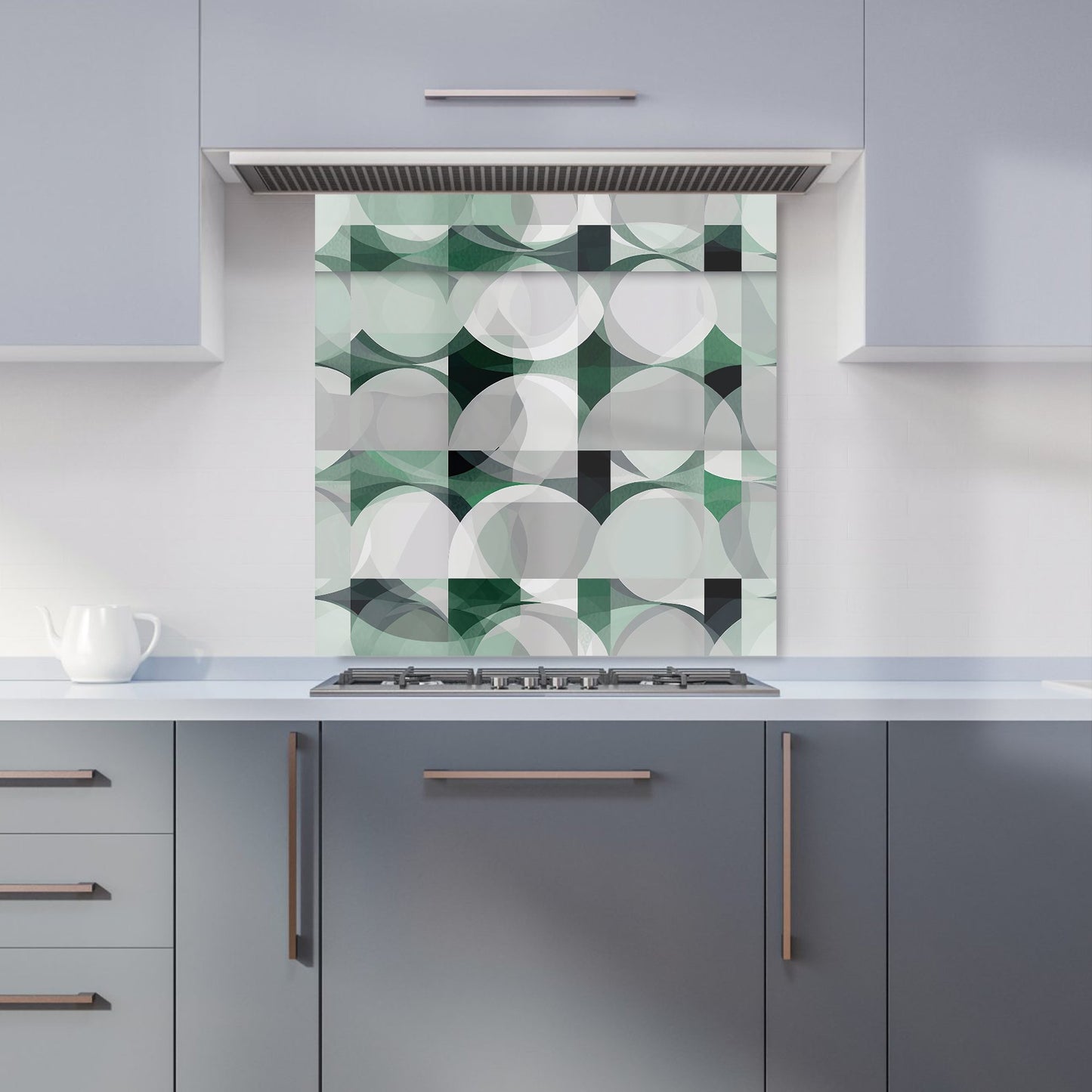 Geometric Grey Green Kitchen Splashback
