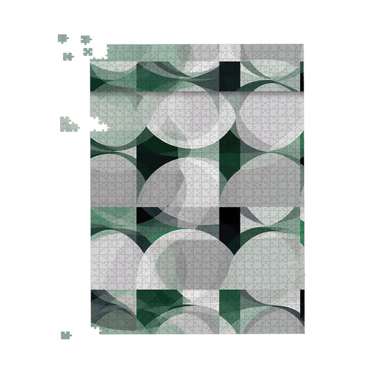 Geometric Grey Green Jigsaw Puzzle