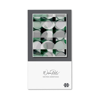 Geometric Grey Green Jigsaw Puzzle