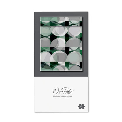 Geometric Grey Green Jigsaw Puzzle