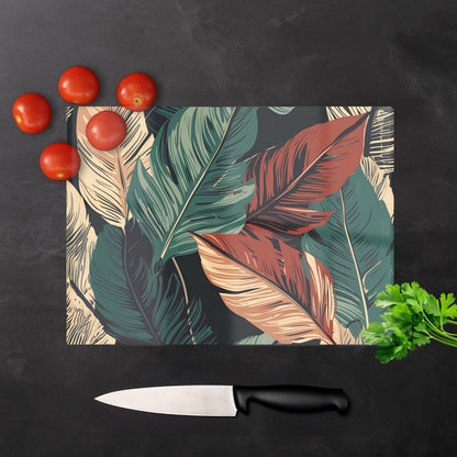 Autumn Colour Leaves Glass Chopping Board