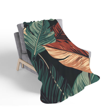 Autumn Colour Leaves Sherpa Blanket