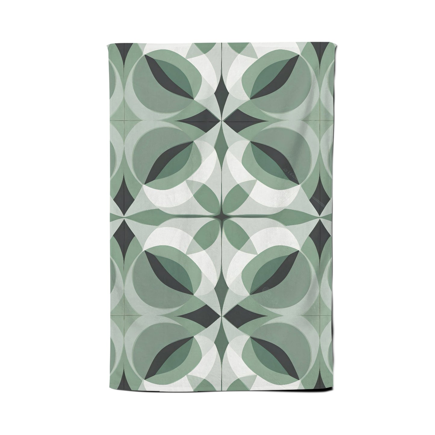 Geometric Green Grey Tea Towel
