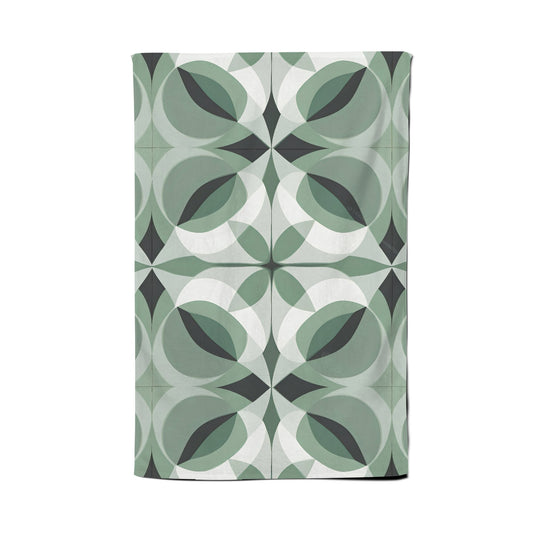 Geometric Green Grey Tea Towel