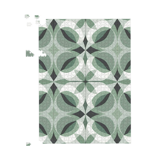 Geometric Green Grey Jigsaw Puzzle