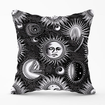 Moon and Sun Black White Cushions