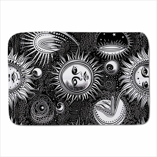 Moon and Sun Black White Sherpa Blanket