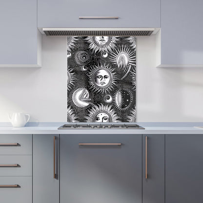 Moon and Sun Black White Kitchen Splashback