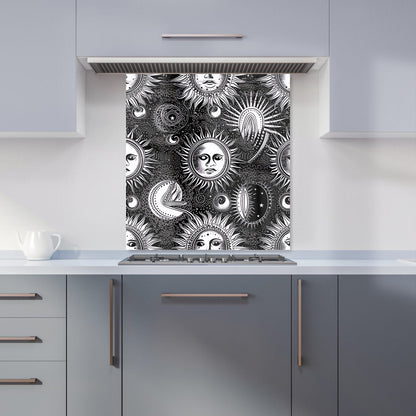Moon and Sun Black White Kitchen Splashback