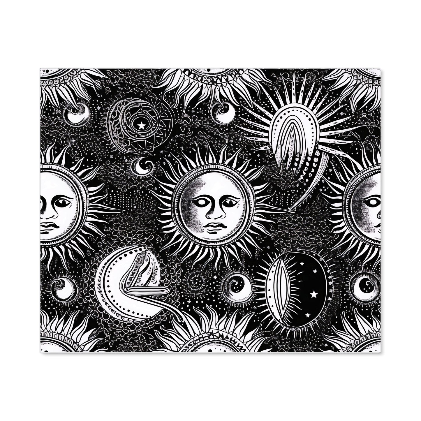 Moon and Sun Black White Kitchen Splashback