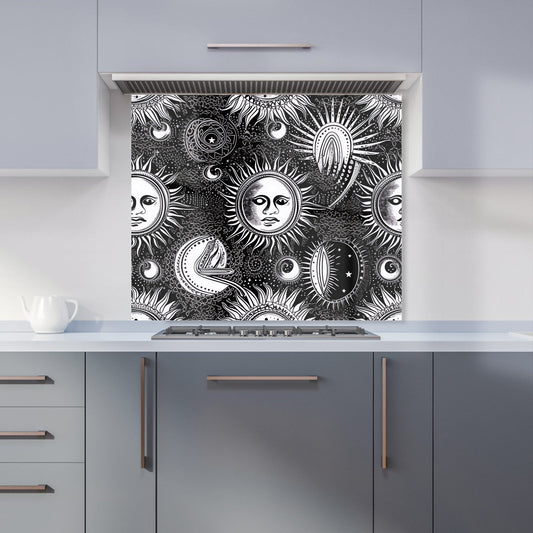 Moon and Sun Black White Kitchen Splashback