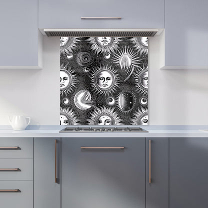 Moon and Sun Black White Kitchen Splashback