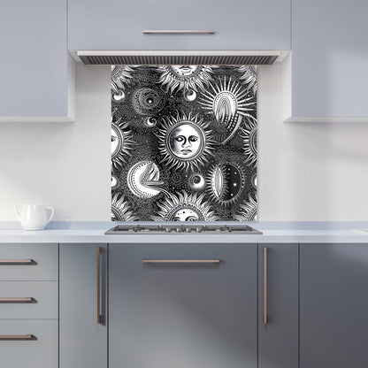 Moon and Sun Black White Kitchen Splashback