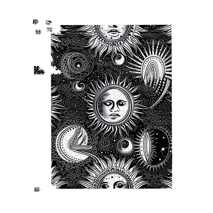 Moon and Sun Black White Jigsaw Puzzle