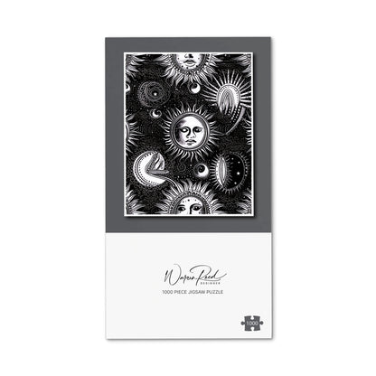 Moon and Sun Black White Jigsaw Puzzle