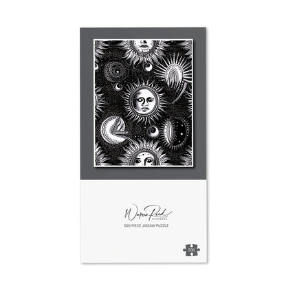 Moon and Sun Black White Jigsaw Puzzle
