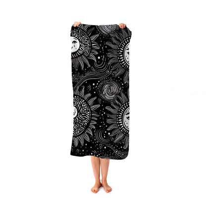 Moon and Sun White Black Beach Towel