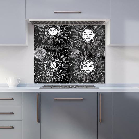 Moon and Sun White Black Kitchen Splashback