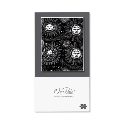 Moon and Sun White Black Jigsaw Puzzle