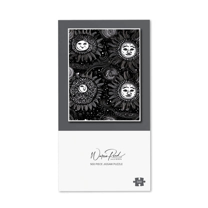 Moon and Sun White Black Jigsaw Puzzle