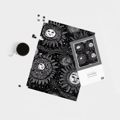 Moon and Sun White Black Jigsaw Puzzle