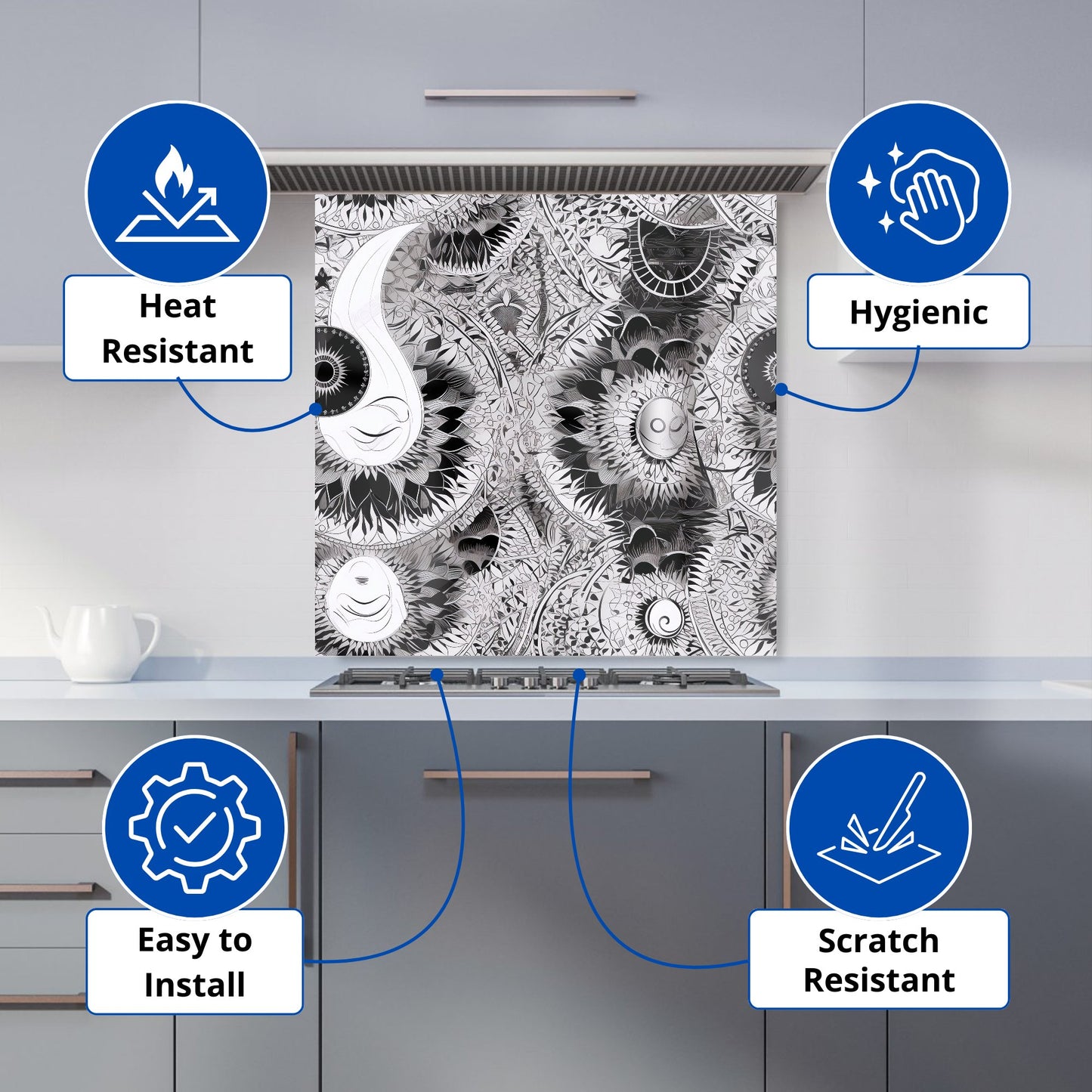 Abstract Moon and Sun Kitchen Splashback