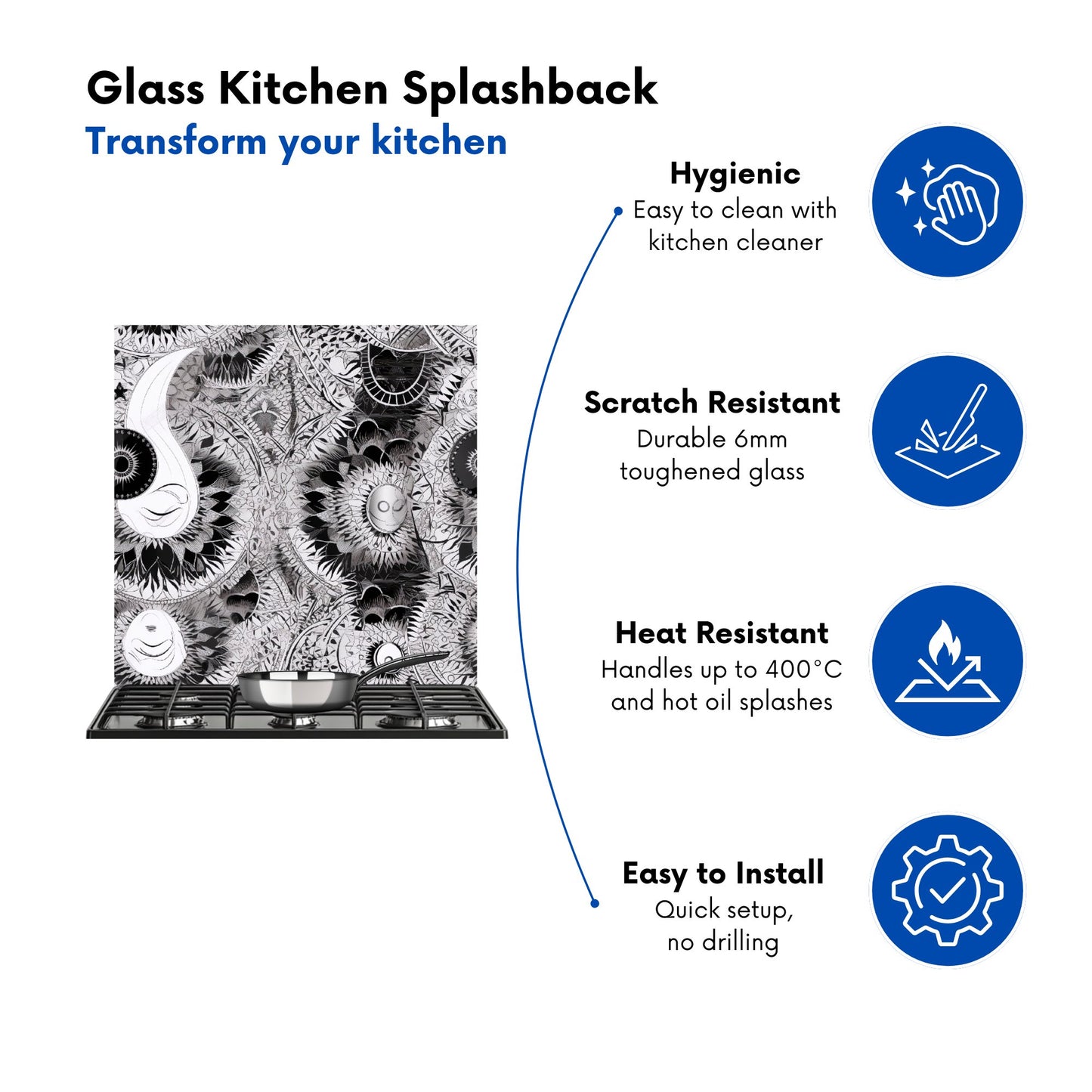 Abstract Moon and Sun Kitchen Splashback