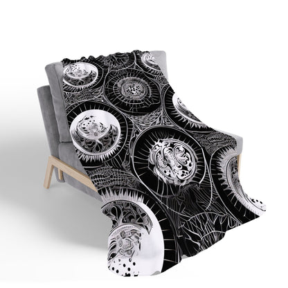 Black White Moon and Sun Sherpa Blanket