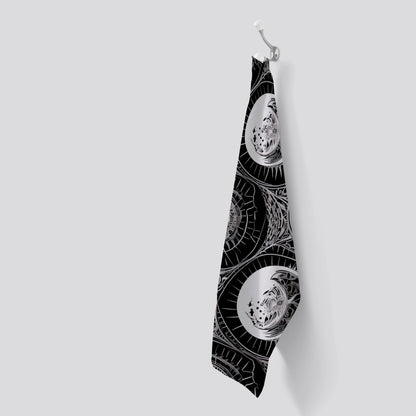 Black White Moon and Sun Tea Towel