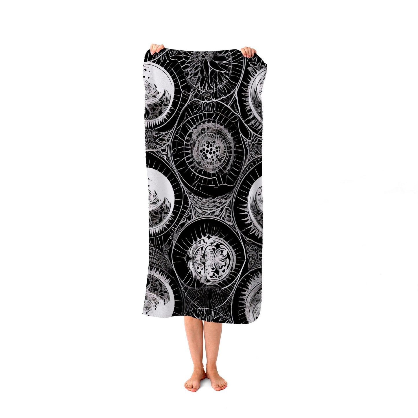 Black White Moon and Sun Beach Towel