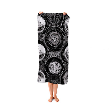Black White Moon and Sun Beach Towel