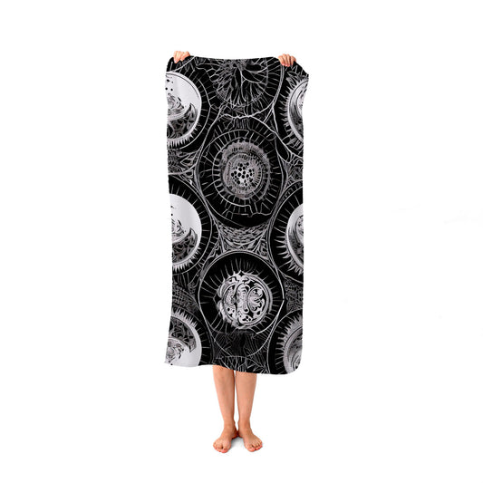 Black White Moon and Sun Beach Towel