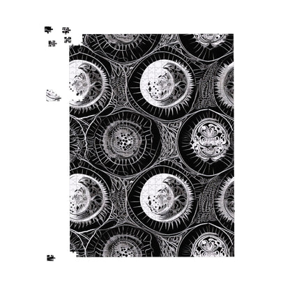 Black White Moon and Sun Jigsaw Puzzle