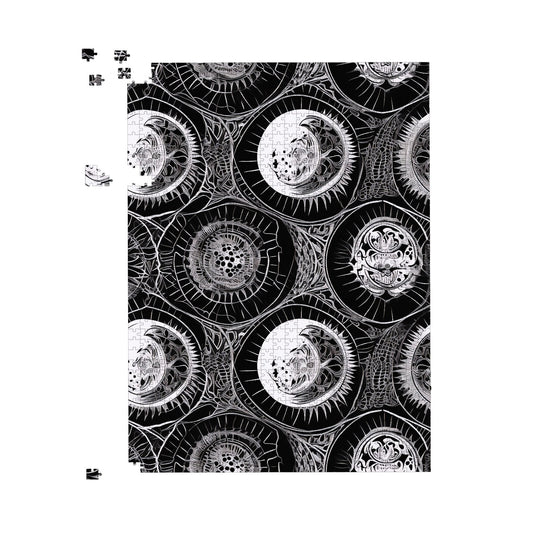 Black White Moon and Sun Jigsaw Puzzle