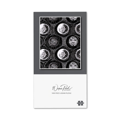 Black White Moon and Sun Jigsaw Puzzle