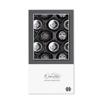 Black White Moon and Sun Jigsaw Puzzle