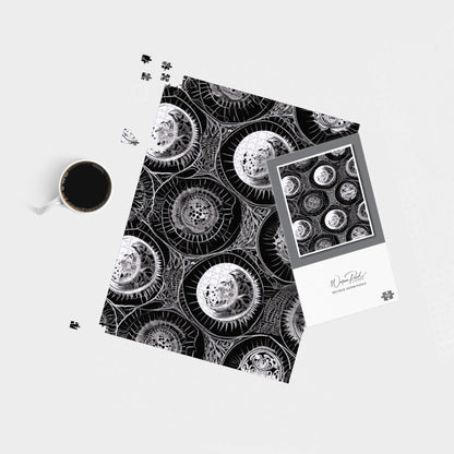Black White Moon and Sun Jigsaw Puzzle