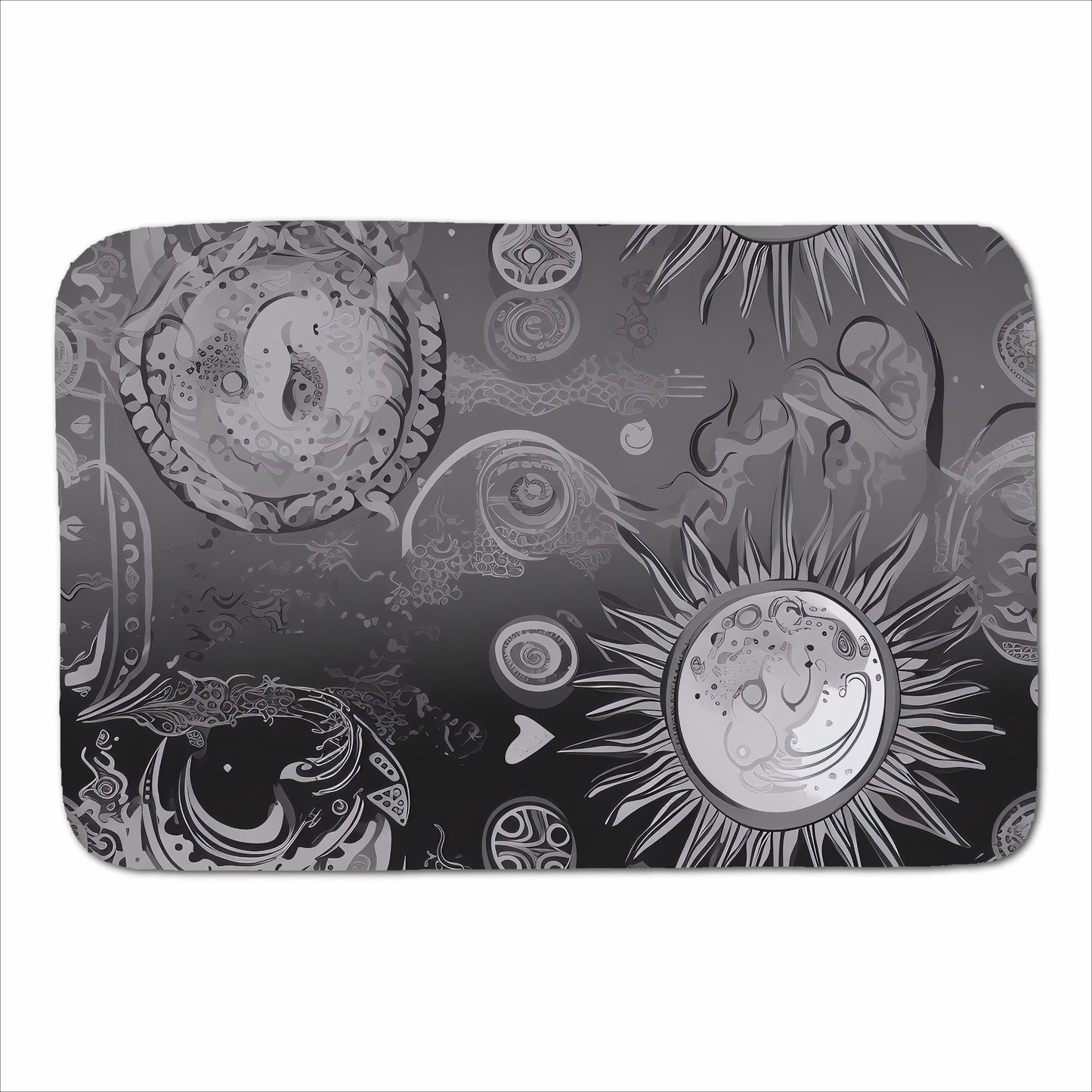Black Grey Abstract Sun and Moon Sherpa Blanket