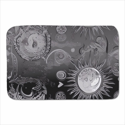 Black Grey Abstract Sun and Moon Sherpa Blanket
