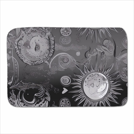 Black Grey Abstract Sun and Moon Sherpa Blanket